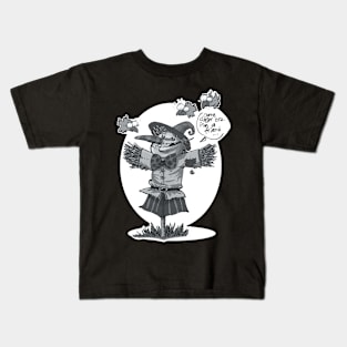 scarecrow funny cartoon grey tint Kids T-Shirt